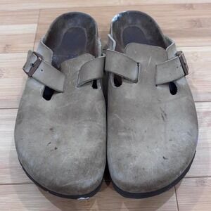 Vintage Birkenstock Boston Suede Clog Sandals Taupe Brown